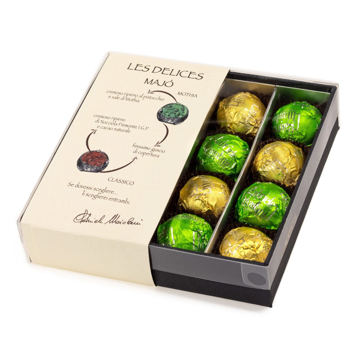 Confezione Praline ripiene alla nocciola e al pistacchio LES DELICES